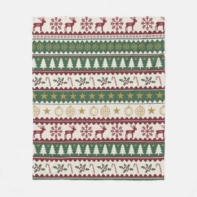 Festive Forest Christmas Throw Fleece Blanket (Front)