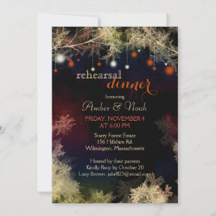 Festive Forest Lights Wedding Rehearsal Dinner Invitation