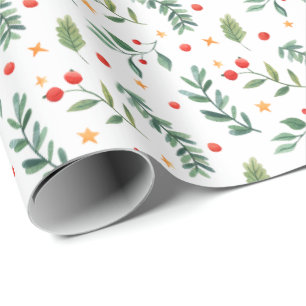 Festive Forest   White   Holiday Wrapping Paper
