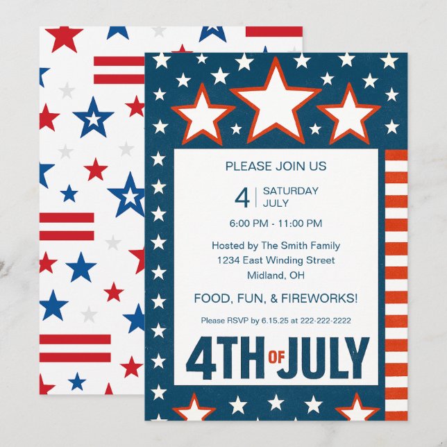 Festive Fourth of July Party Invitation (Front/Back)
