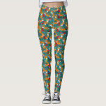 Festive Foxes Cute Patterned Christmas Leggings<br><div class="desc">These foxes are all ready for Christmas and you will be too with these adorable leggings. These leggings feature illustrations of adorably festive foxes wearing Santa hats and Christmas wreaths and carrying ornaments and Christmas stockings. The illustrations are set against a dark teal background and accented with holly leaves and...</div>