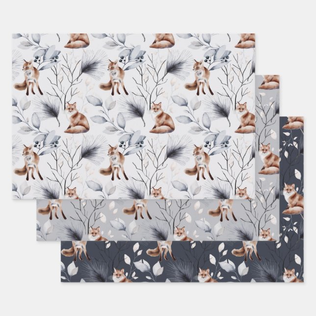 Festive Foxes Wrapping Paper Sheet (Set)