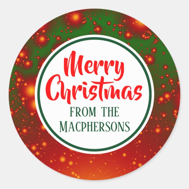 Festive Fractal Christmas Stickers (Green Circle) (Front)