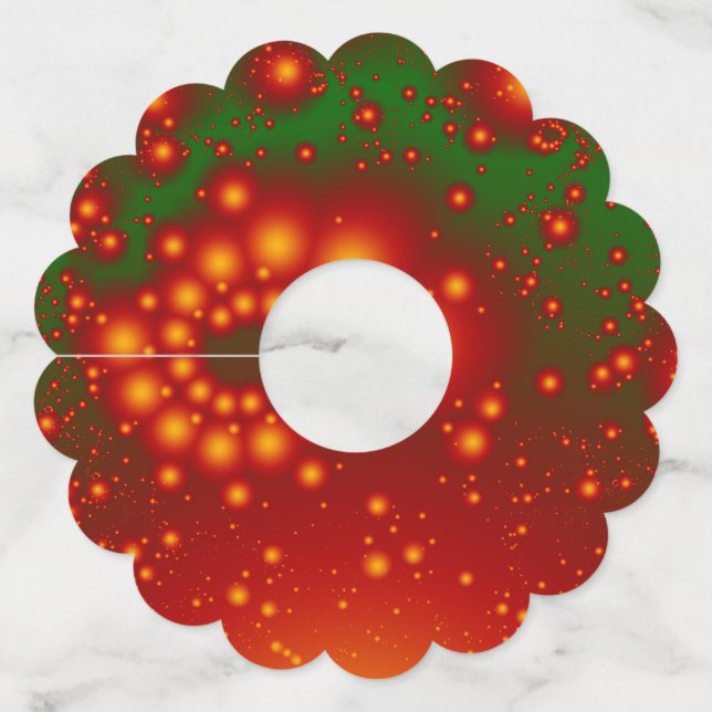 Festive Fractal Paper Wine Glass Tags (Front)