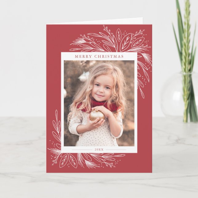 Festive Frame, Christmas Photo Greeting card (Front)