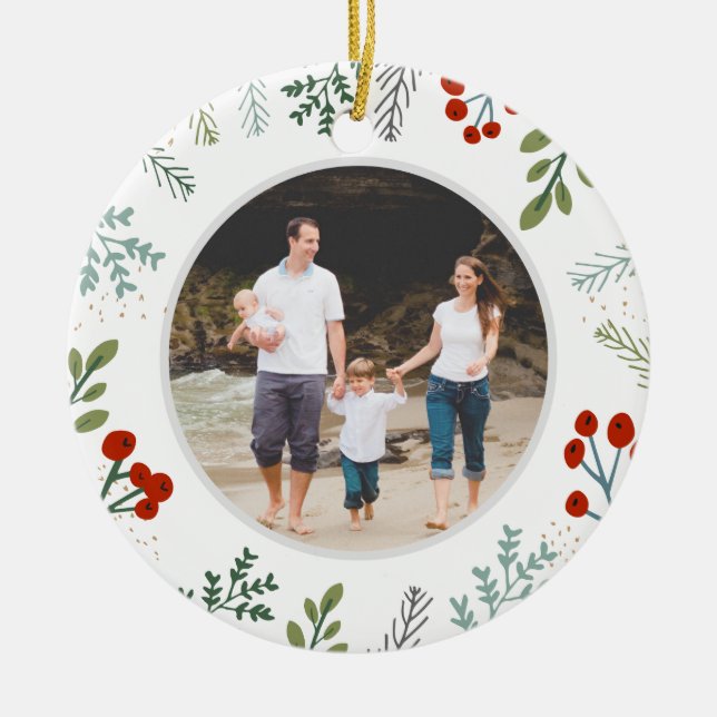 Festive Frame Holiday Keepsake Ceramic Tree Decoration (Front)