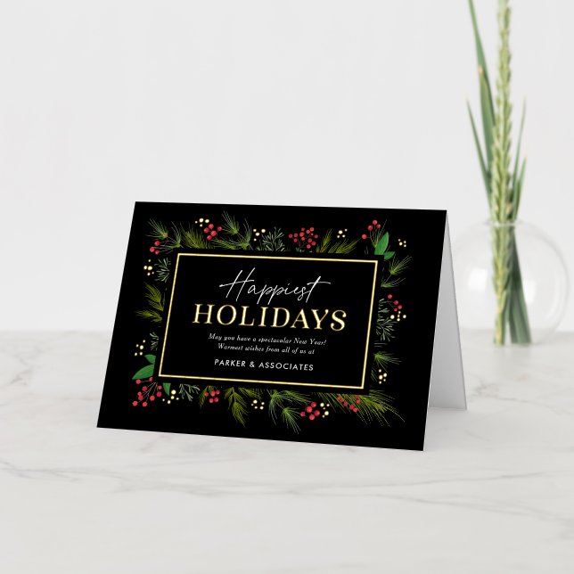 Festive Frame REAL FOIL Business Holiday Card (Front)
