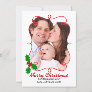 Festive Framed Custom Photo Christmas Card