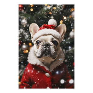 Festive Frenchie: A Holiday Portrait Photo Print
