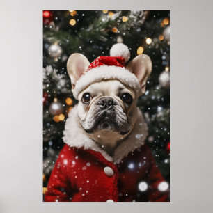 Festive Frenchie: A Holiday Portrait Poster