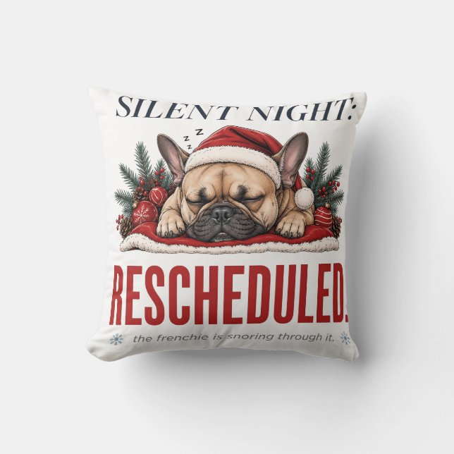 Festive Frenchie Sleepy Christmas Home Decor Cushion (Front)