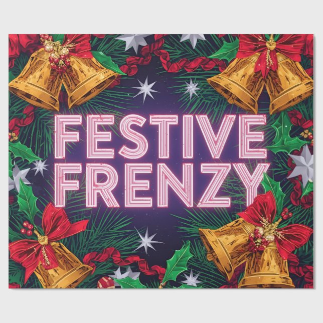 Festive Frenzy Maximalist Holiday Wrapping Paper (Flat)