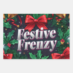 Festive Frenzy Maximalist Holiday Wrapping Paper Sheet