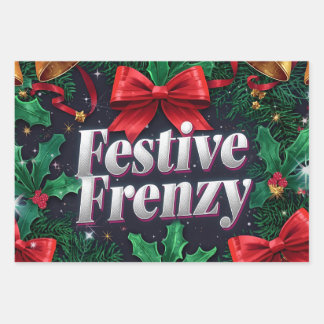 Festive Frenzy Maximalist Holiday Wrapping Paper Sheet