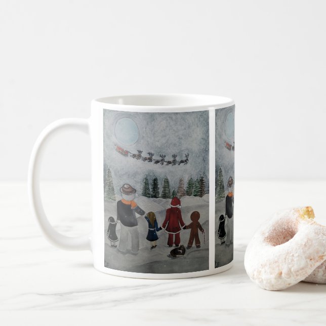 Festive Friends Painting by Alfred Fox Coffee Mug (With Donut)