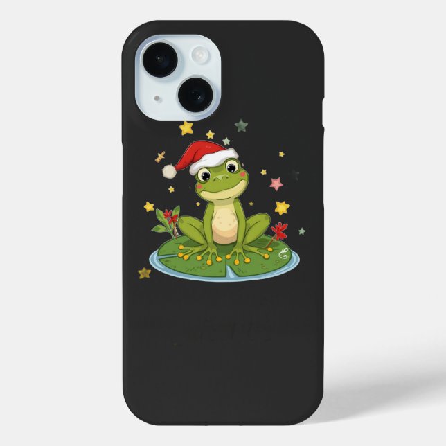 Festive Frog Joy - Cute Christmas Frog on Lily Pad Case-Mate iPhone Case (Back)