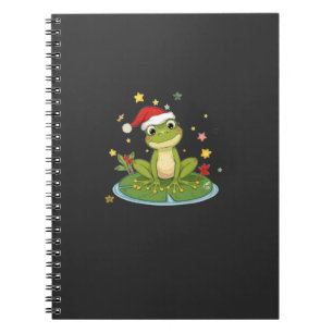 Festive Frog Joy - Cute Christmas Frog on Lily Pad Notebook