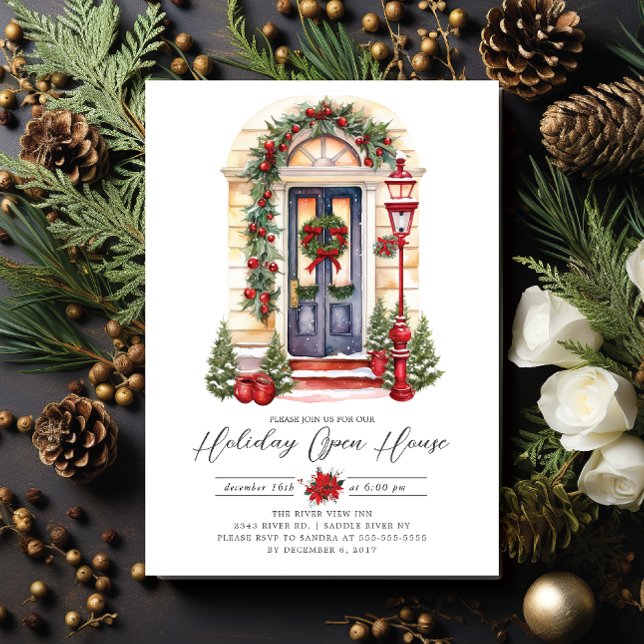 Festive Front Door Holiday Open House  Invitation (Creator Uploaded)