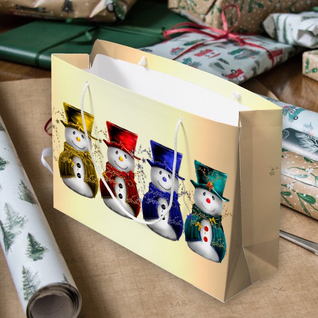 Festive Frosty Friends Snowmen Christmas Large Gift Bag (Creator Uploaded)