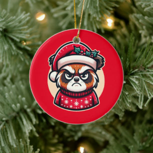 Festive Frown - Christmas Critter Charm Ceramic Tree Decoration