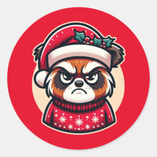 Festive Frown - Christmas Critter Charm Classic Round Sticker