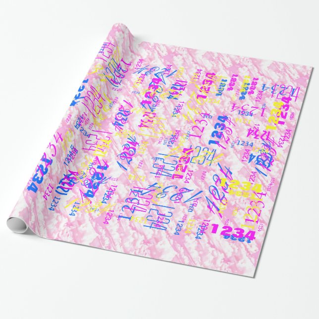 Festive Fuchsia Pink Clouds Decor Wrapping Paper (Unrolled)