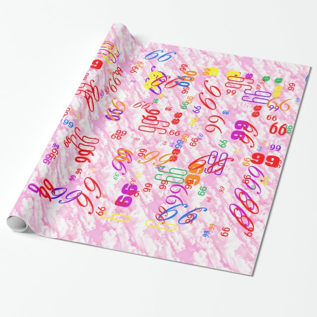 Festive Fuchsia Pink Clouds Decor Wrapping Paper (Unrolled)