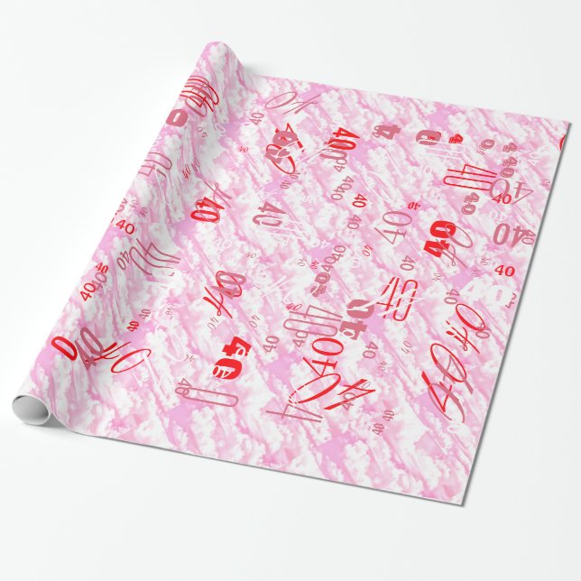Festive Fuchsia Pink Clouds Decor Wrapping Paper (Unrolled)