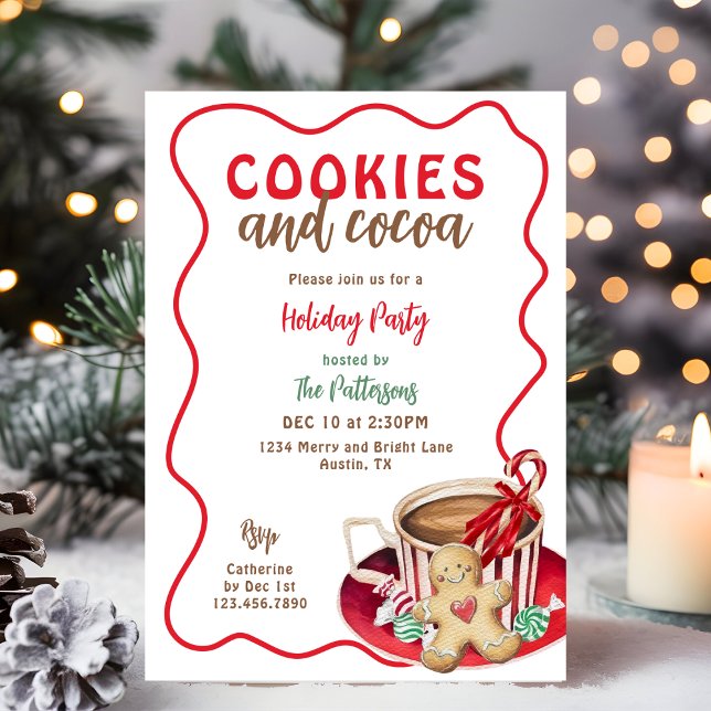Festive Fun Cookies and Hot Cocoa Christmas Party  Invitation (Creator Uploaded)
