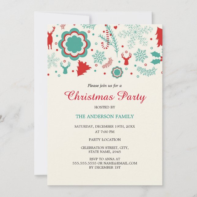 Festive Fun Red Green Christmas Party Invitation (Front)