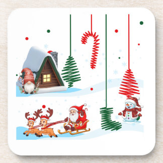 Festive Fun Santa Christmas Scene  Coaster