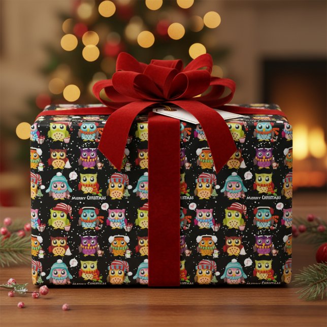 Festive & Fun Santa Owl Wrapping Paper (Festive & Fun Santa Owl Wrapping Paper)