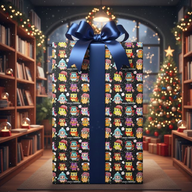 Festive & Fun Santa Owl Wrapping Paper (Festive & Fun Santa Owl Wrapping Paper)
