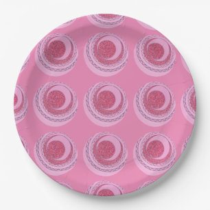 Festive Fun Swirled Pink Circles Dots Paper Plates