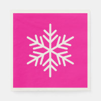 Festive Fun White Alpine Snowflake On Bright Pink