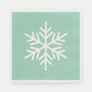 Festive Fun White Alpine Snowflake On Light Teal Napkin