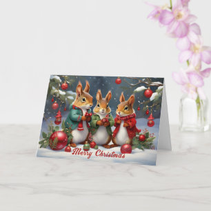 Festive Fun with Cute Christmas Squirrels  Card