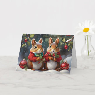 Festive Fun with Cute Christmas Squirrels  Card