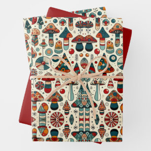 Festive Fungi Wrapping Paper Sheet