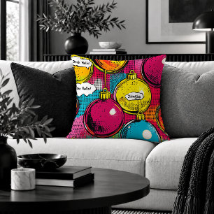 Festive Funky Christmas Ornament Throw Pillow Art