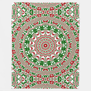 Festive Funky Trippy Groovy Christmas Kaleidoscope Fleece Blanket