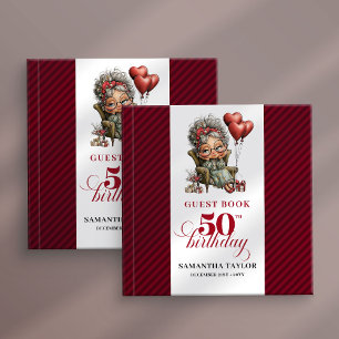 Festive funny 50th woman event guest sign book