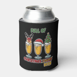 Festive funny Christmas beer word art Can Cooler