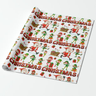 Festive Funny Christmas Elf Holiday Wrapping Paper