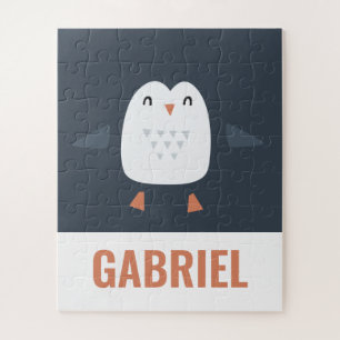 festive funny cute penguin personalised childrens jigsaw puzzle