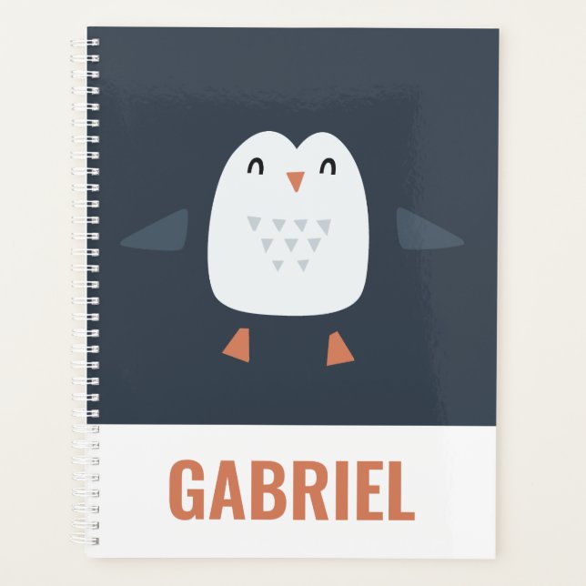 festive funny cute penguin personalised childrens planner (Front)