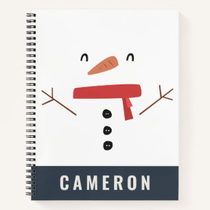 festive funny cute snowman personalised children's notebook