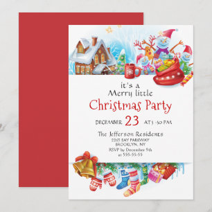 Festive Funny Merry Little Christmas Party Holiday Invitation