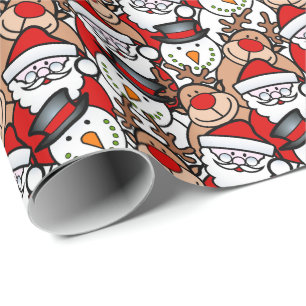 Festive Funny Santa Claus Christmas Holiday Wrapping Paper
