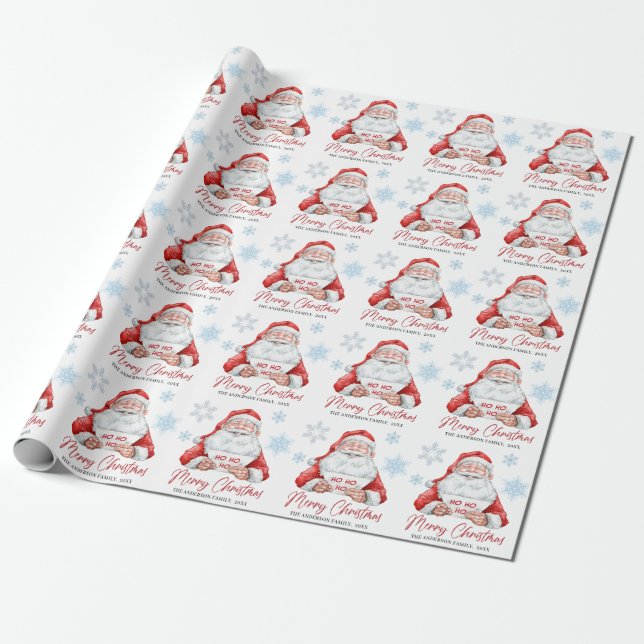 Festive Funny Santa Claus Christmas Holiday Wrapping Paper (Unrolled)